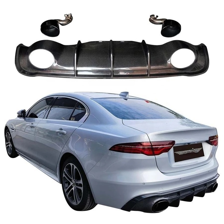 RS Style Carbon Fiber Rear Diffuser for XEL New Bumper Lip Splitter Body Kits with Exhaust Cut-Outs